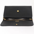 Christian Dior Honeycomb Canvas Chain Shoulder Bag PVC Black Gold Auth 148882-15