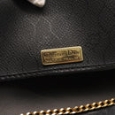 Christian Dior Honeycomb Canvas Chain Shoulder Bag PVC Black Gold Auth 148882-16