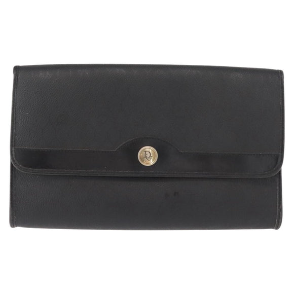 Christian Dior Honeycomb Canvas Chain Shoulder Bag PVC Black Gold Auth 148882