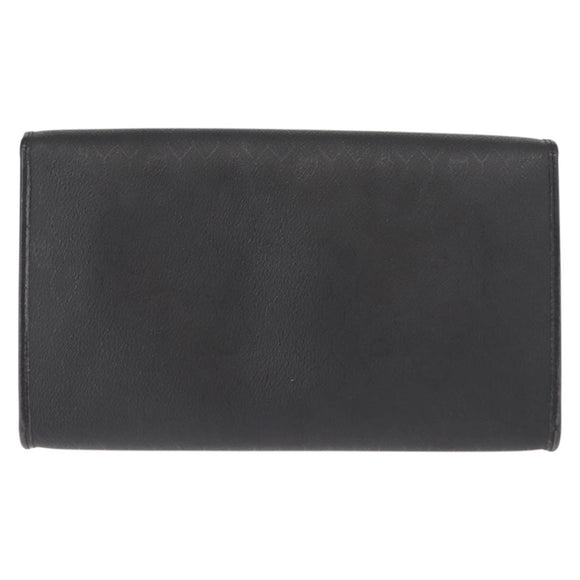 Christian Dior Honeycomb Canvas Chain Shoulder Bag PVC Black Gold Auth 148882