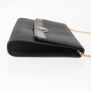 Christian Dior Honeycomb Canvas Chain Shoulder Bag PVC Black Gold Auth 148882-4