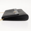 Christian Dior Honeycomb Canvas Chain Shoulder Bag PVC Black Gold Auth 148882-5