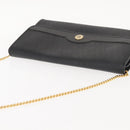 Christian Dior Honeycomb Canvas Chain Shoulder Bag PVC Black Gold Auth 148882-6