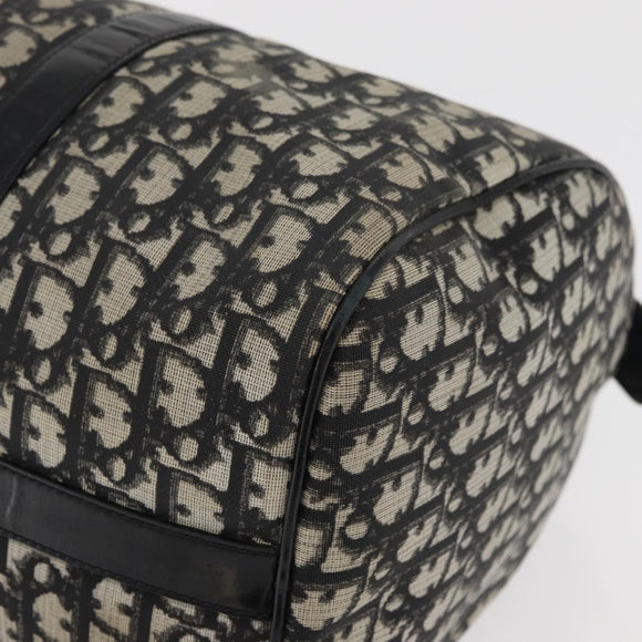 Christian Dior Trotter Canvas Boston Bag PVC Black Gold Auth 148883