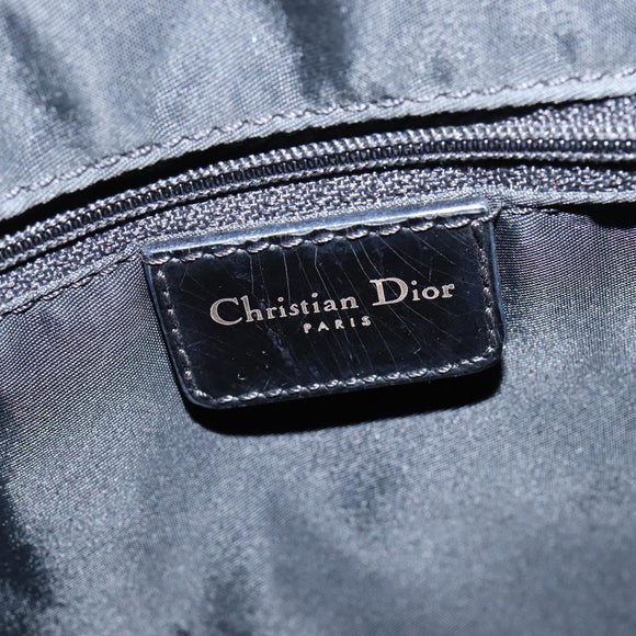 Christian Dior Trotter Canvas Boston Bag PVC Black Gold Auth 148883