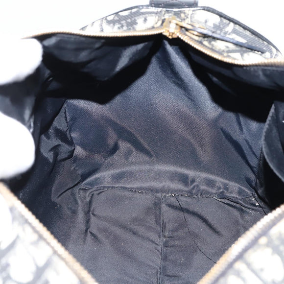 Christian Dior Trotter Canvas Boston Bag PVC Black Gold Auth 148883