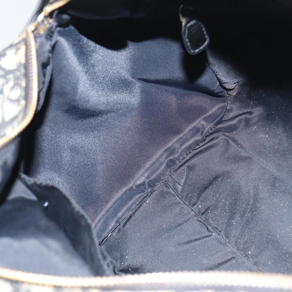 Christian Dior Trotter Canvas Boston Bag PVC Black Gold Auth 148883