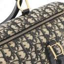Christian Dior Trotter Canvas Boston Bag PVC Black Gold Auth 148883-19