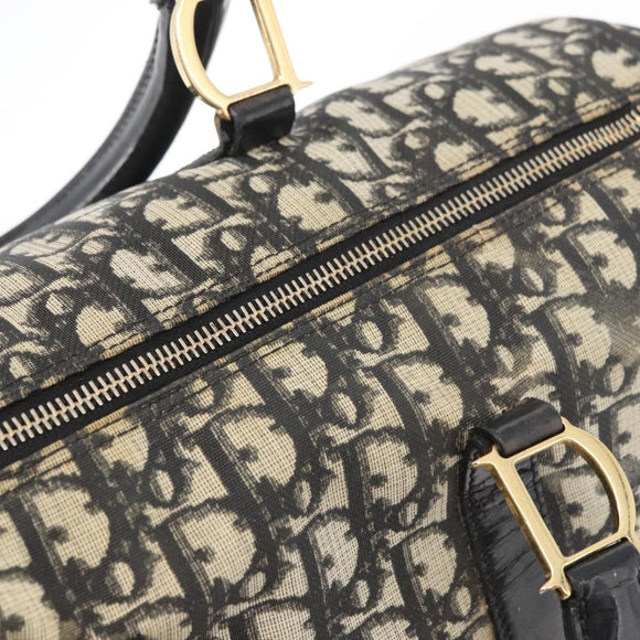 Christian Dior Trotter Canvas Boston Bag PVC Black Gold Auth 148883