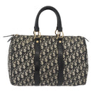 Christian Dior Trotter Canvas Boston Bag PVC Black Gold Auth 148883-13