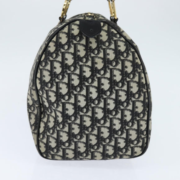 Christian Dior Trotter Canvas Boston Bag PVC Black Gold Auth 148883