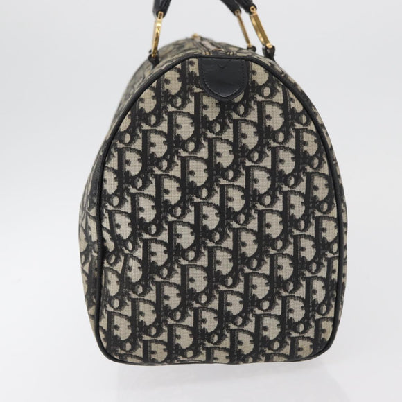 Christian Dior Trotter Canvas Boston Bag PVC Black Gold Auth 148883