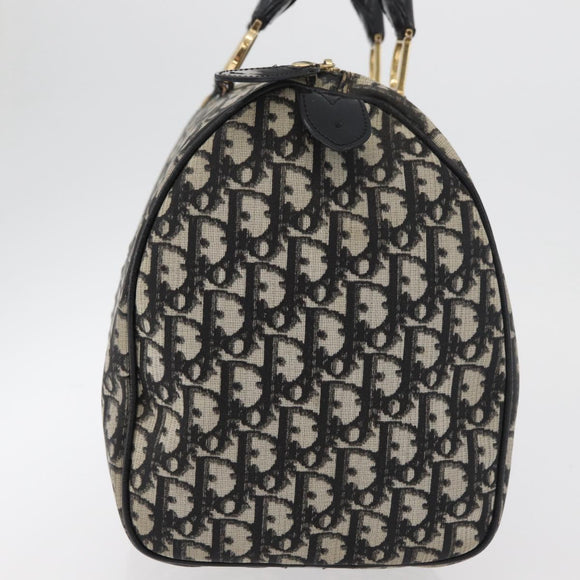 Christian Dior Trotter Canvas Boston Bag PVC Black Gold Auth 148883