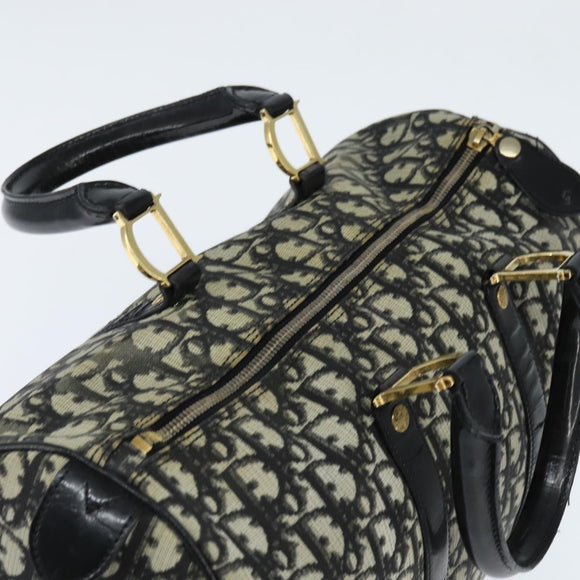 Christian Dior Trotter Canvas Boston Bag PVC Black Gold Auth 148883