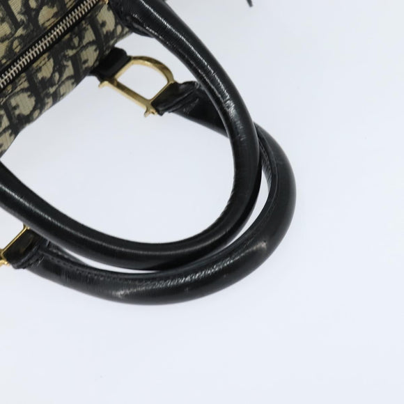 Christian Dior Trotter Canvas Boston Bag PVC Black Gold Auth 148883