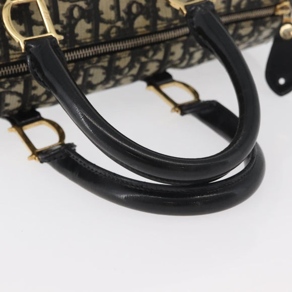 Christian Dior Trotter Canvas Boston Bag PVC Black Gold Auth 148883