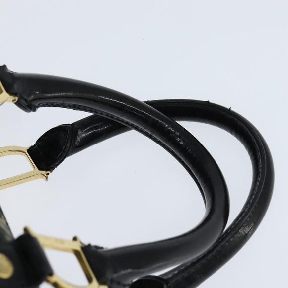 Christian Dior Trotter Canvas Boston Bag PVC Black Gold Auth 148883