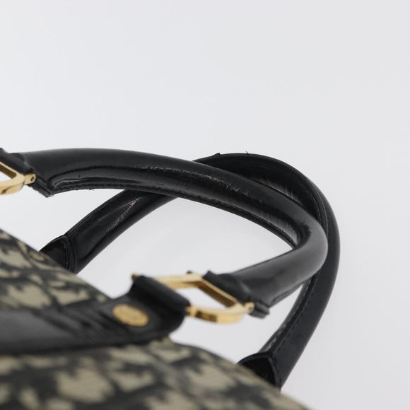 Christian Dior Trotter Canvas Boston Bag PVC Black Gold Auth 148883
