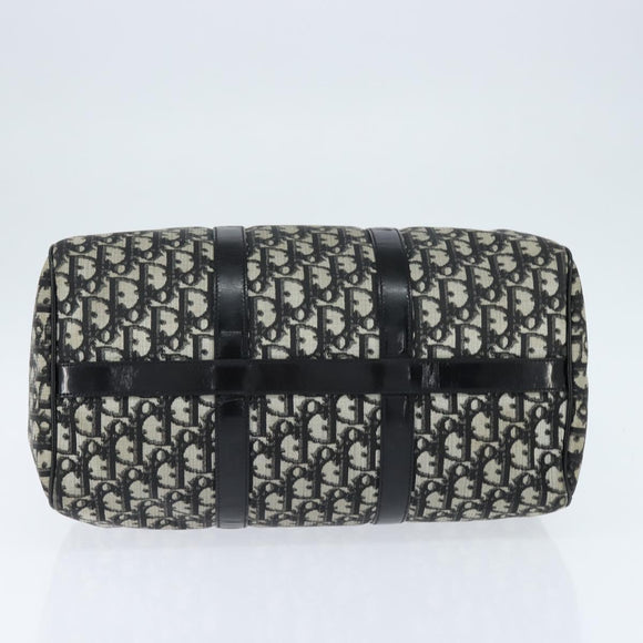 Christian Dior Trotter Canvas Boston Bag PVC Black Gold Auth 148883