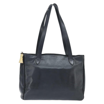 Christian Dior Tote Bag Leather Black Gold Auth 148884