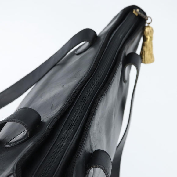 Christian Dior Tote Bag Leather Black Gold Auth 148884