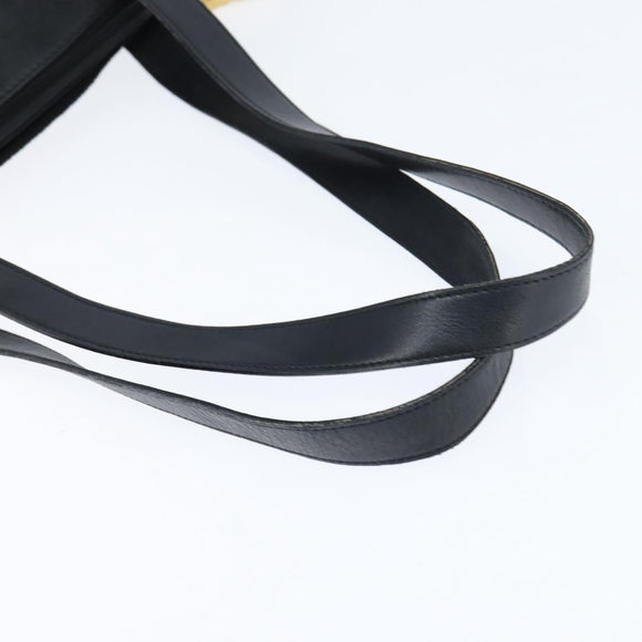 Christian Dior Tote Bag Leather Black Gold Auth 148884