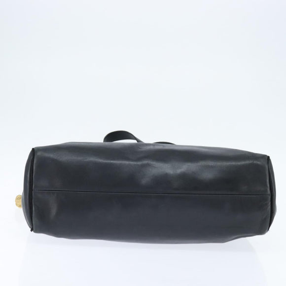 Christian Dior Tote Bag Leather Black Gold Auth 148884