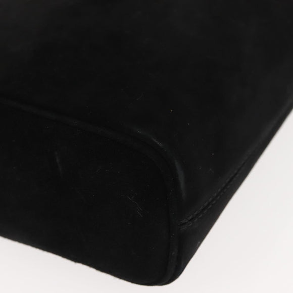 Salvatore Ferragamo Gancini Shoulder Bag Suede Black Gold Auth 148886