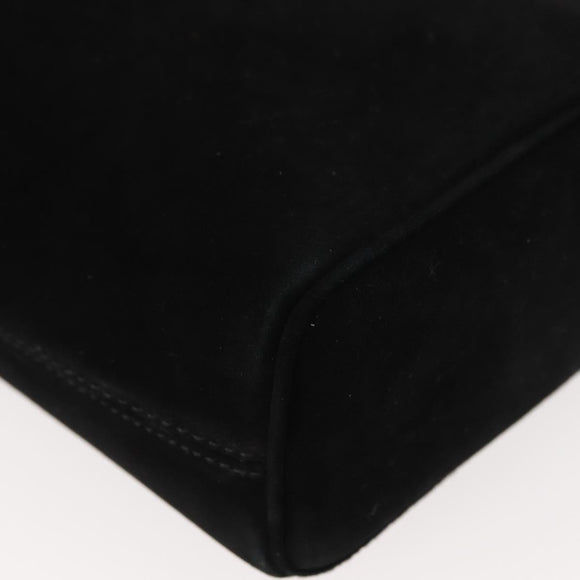 Salvatore Ferragamo Gancini Shoulder Bag Suede Black Gold Auth 148886