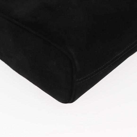 Salvatore Ferragamo Gancini Shoulder Bag Suede Black Gold Auth 148886