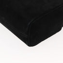 Salvatore Ferragamo Gancini Shoulder Bag Suede Black Gold Auth 148886-16