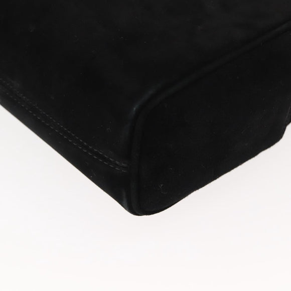 Salvatore Ferragamo Gancini Shoulder Bag Suede Black Gold Auth 148886