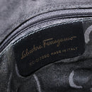 Salvatore Ferragamo Gancini Shoulder Bag Suede Black Gold Auth 148886-12