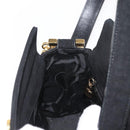 Salvatore Ferragamo Gancini Shoulder Bag Suede Black Gold Auth 148886-18