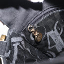 Salvatore Ferragamo Gancini Shoulder Bag Suede Black Gold Auth 148886-19