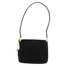 Salvatore Ferragamo Gancini Shoulder Bag Suede Black Gold Auth 148886-13