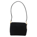 Salvatore Ferragamo Gancini Shoulder Bag Suede Black Gold Auth 148886-2