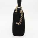 Salvatore Ferragamo Gancini Shoulder Bag Suede Black Gold Auth 148886-4
