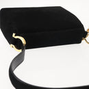 Salvatore Ferragamo Gancini Shoulder Bag Suede Black Gold Auth 148886-6