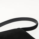 Salvatore Ferragamo Gancini Shoulder Bag Suede Black Gold Auth 148886-8