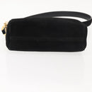 Salvatore Ferragamo Gancini Shoulder Bag Suede Black Gold Auth 148886-5