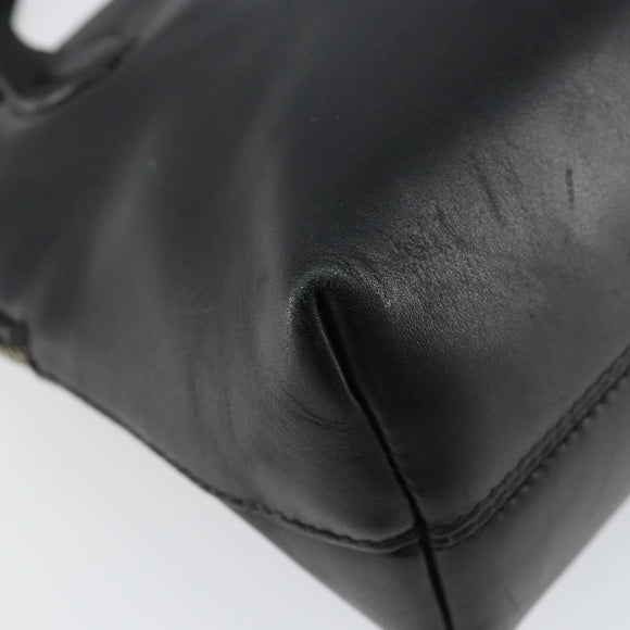 Salvatore Ferragamo Gancini Hand Bag Leather 2way Silver Black Auth 148888