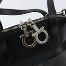 Salvatore Ferragamo Gancini Hand Bag Leather 2way Silver Black Auth 148888-10