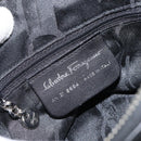 Salvatore Ferragamo Gancini Hand Bag Leather 2way Silver Black Auth 148888-12