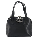 Salvatore Ferragamo Gancini Hand Bag Leather 2way Silver Black Auth 148888-13