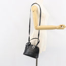 Salvatore Ferragamo Gancini Hand Bag Leather 2way Silver Black Auth 148888-23