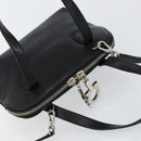 Salvatore Ferragamo Gancini Hand Bag Leather 2way Silver Black Auth 148888-6