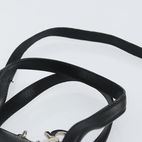 Salvatore Ferragamo Gancini Hand Bag Leather 2way Silver Black Auth 148888