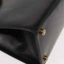Salvatore Ferragamo Vala Hand Bag Leather Black Gold Auth 148890-9