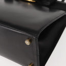 Salvatore Ferragamo Vala Hand Bag Leather Black Gold Auth 148890-14